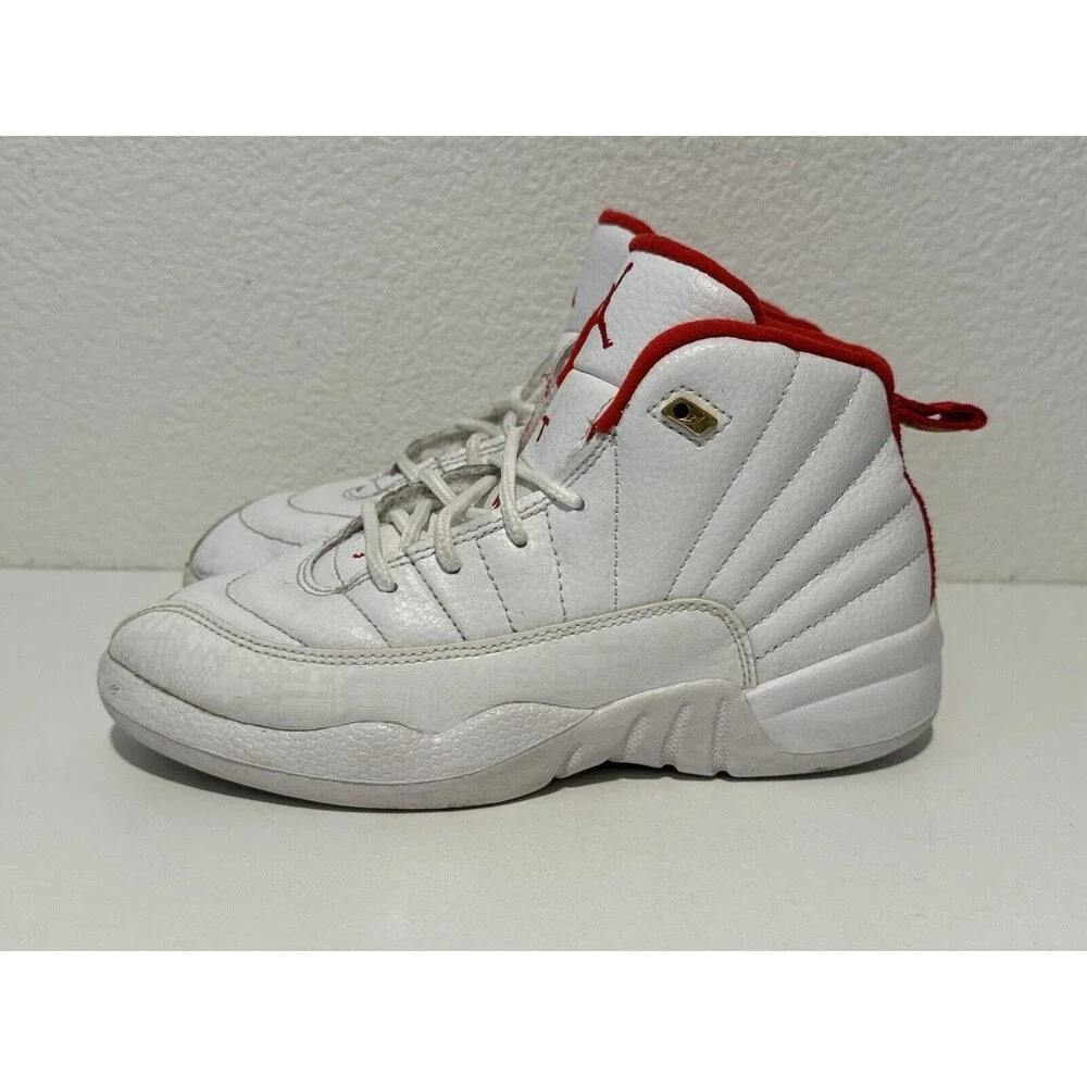Nike Air Jordan 12 Retro Boys Size 2Y White Athletic Shoes Sneakers 151186-107